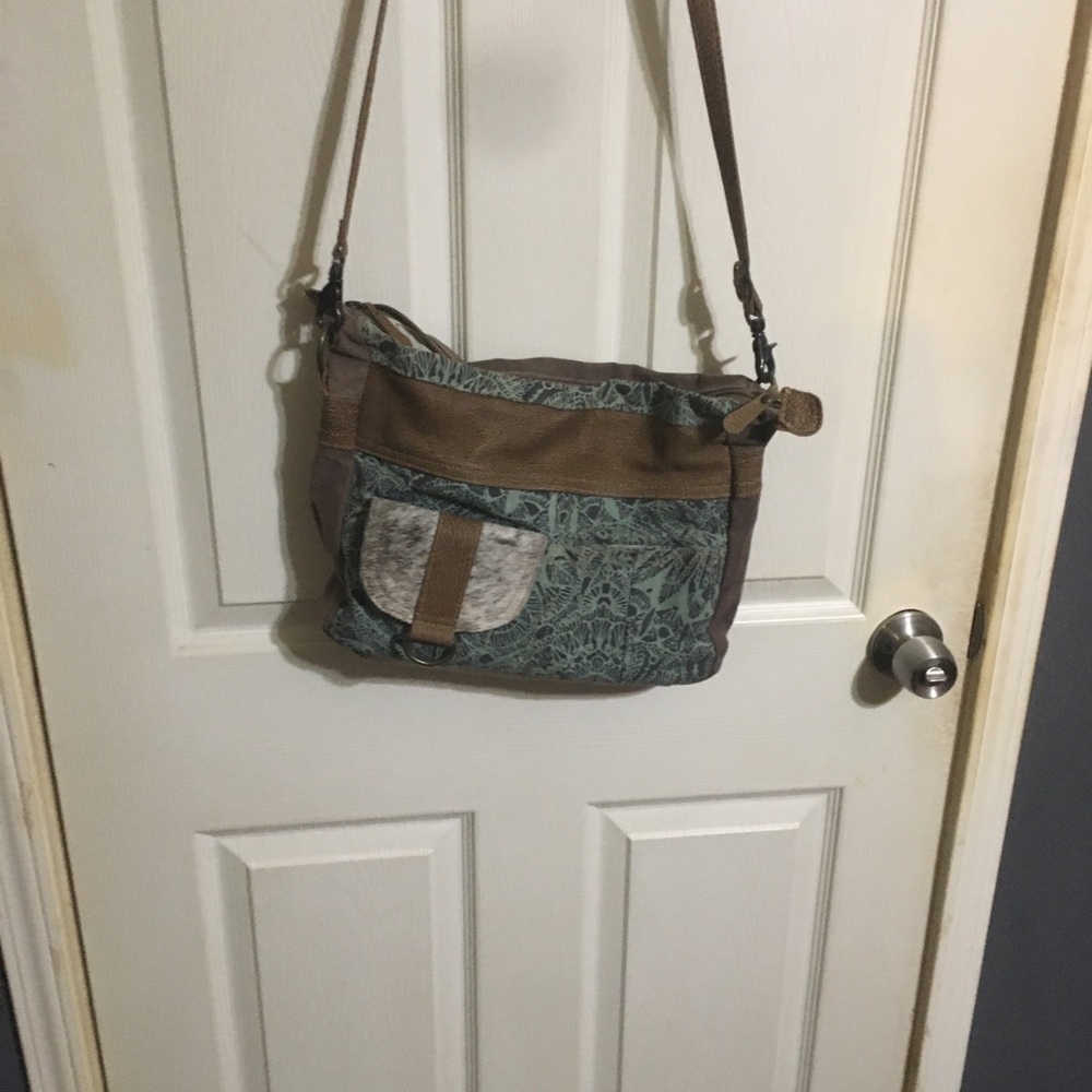 Myra Bag Teal Green and Brown Crossbody Bag
